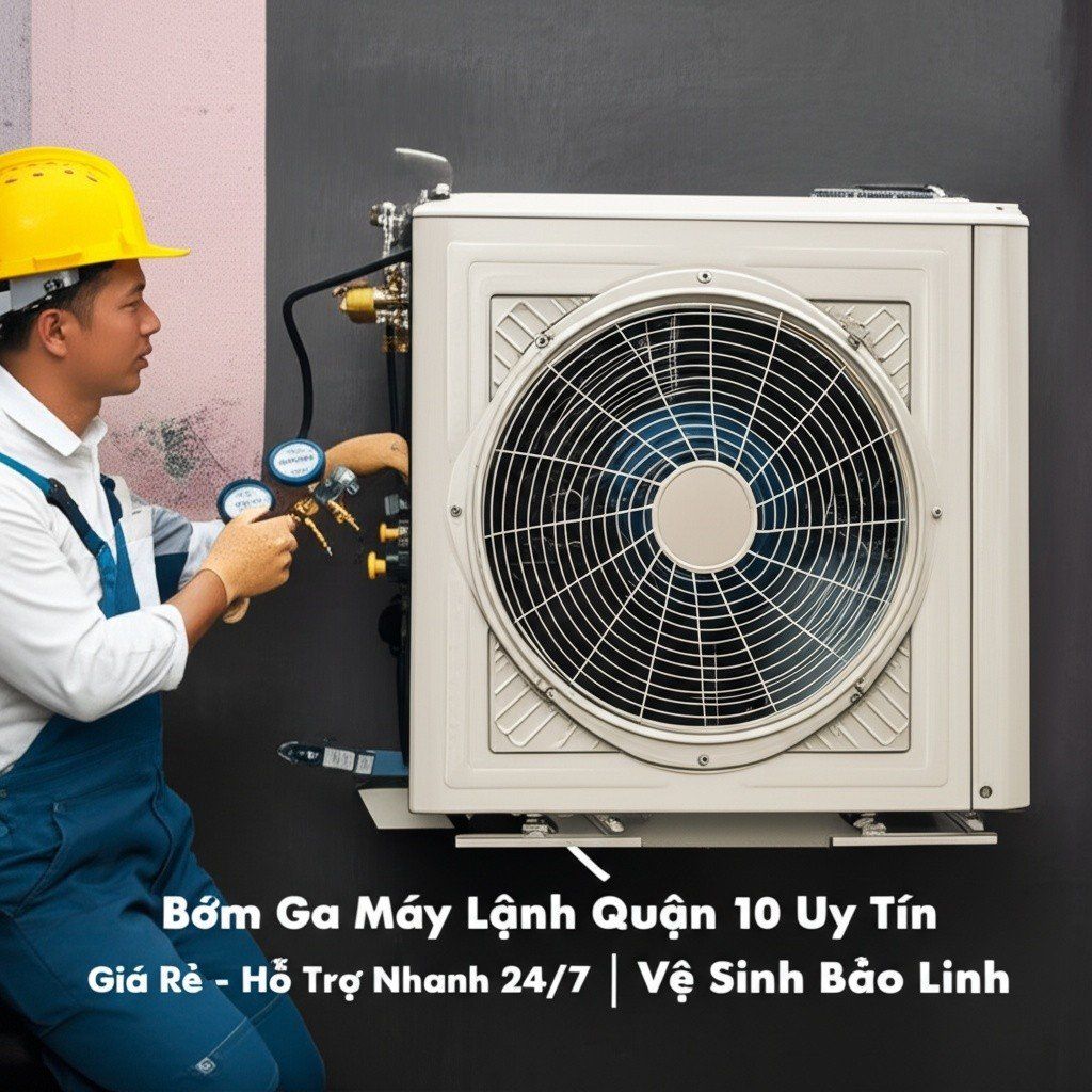 Hình minh họa cho bài viết: Bơm Ga Máy Lạnh Quận 10 Uy Tín, Giá Rẻ - Hỗ Trợ Nhanh 24/7 | Vệ Sinh Bảo Linh