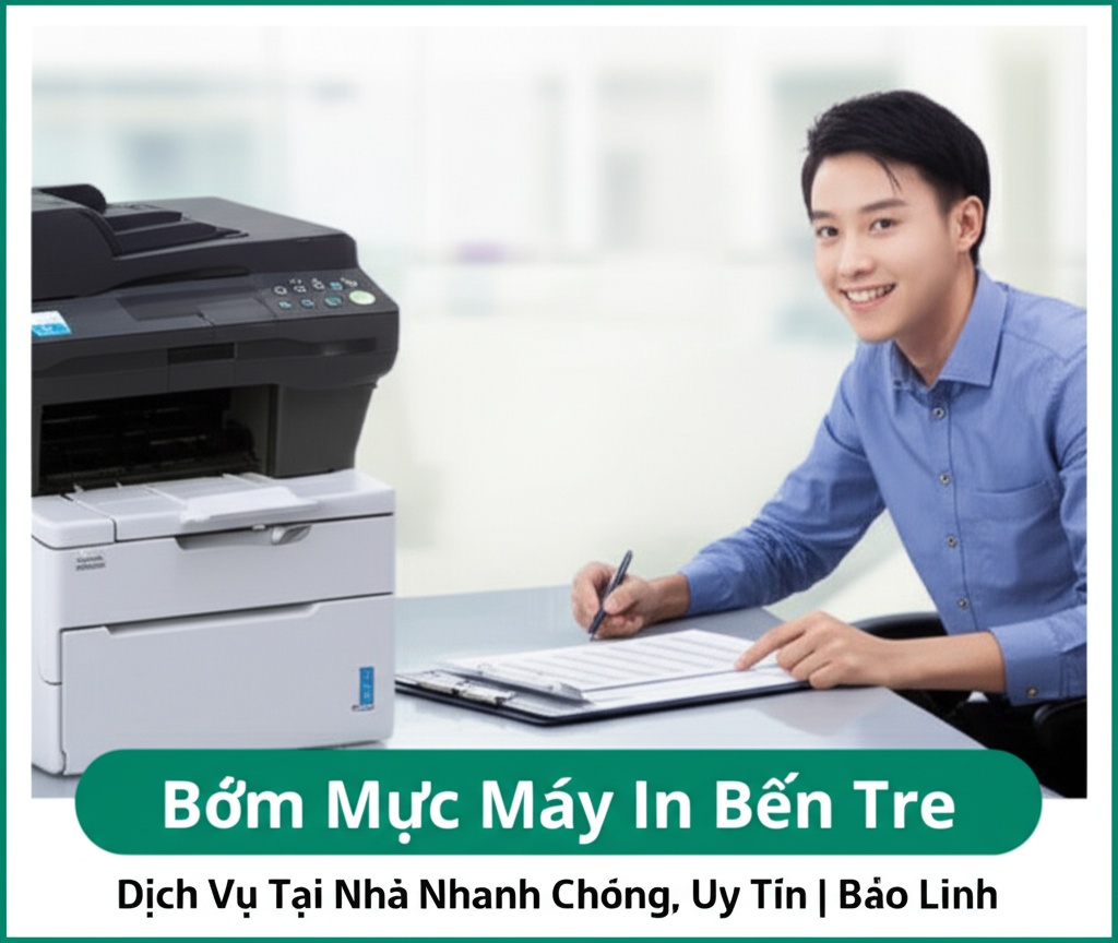 Hình minh họa cho bài viết: Bơm Mực Máy In Bến Tre: Dịch Vụ Tại Nhà Nhanh Chóng, Uy Tín | Bảo Linh