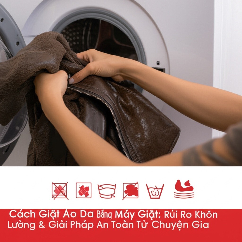 Hình minh họa cho bài viết: Cách Giặt Áo Da Bằng Máy Giặt: Rủi Ro Khôn Lường & Giải Pháp An Toàn Từ Chuyên Gia