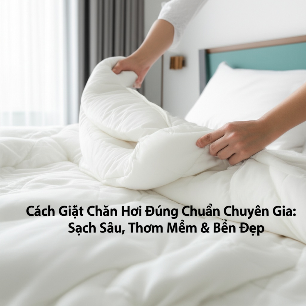 Hình minh họa cho bài viết: Cách Giặt Chăn Hơi Đúng Chuẩn Chuyên Gia: Sạch Sâu, Thơm Mềm & Bền Đẹp