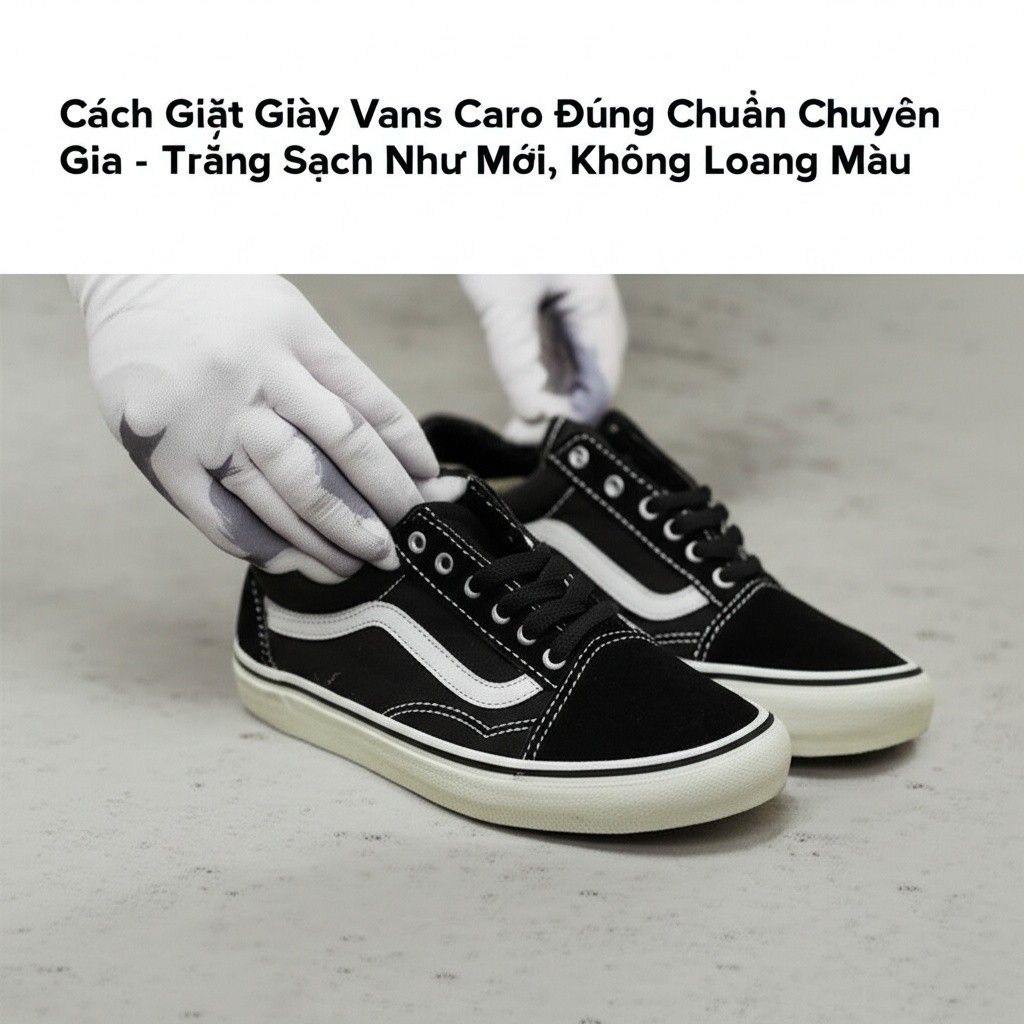 Hình minh họa cho bài viết: Cách Giặt Giày Vans Caro Đúng Chuẩn Chuyên Gia - Trắng Sạch Như Mới, Không Loang Màu
