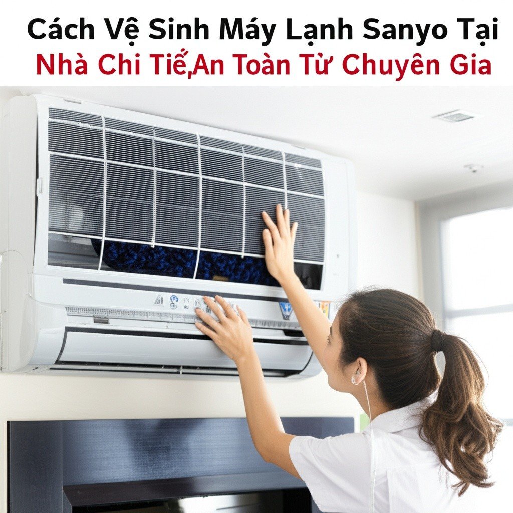 Hình minh họa cho bài viết: Cách Vệ Sinh Máy Lạnh Sanyo Tại Nhà Chi Tiết, An Toàn Từ Chuyên Gia