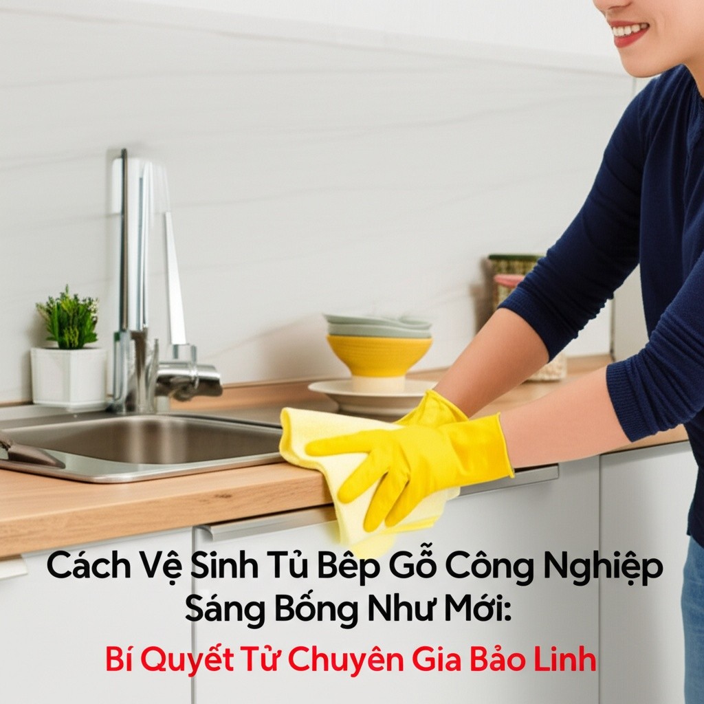 Hình minh họa cho bài viết: Cách Vệ Sinh Tủ Bếp Gỗ Công Nghiệp Sáng Bóng Như Mới: Bí Quyết Từ Chuyên Gia Bảo Linh