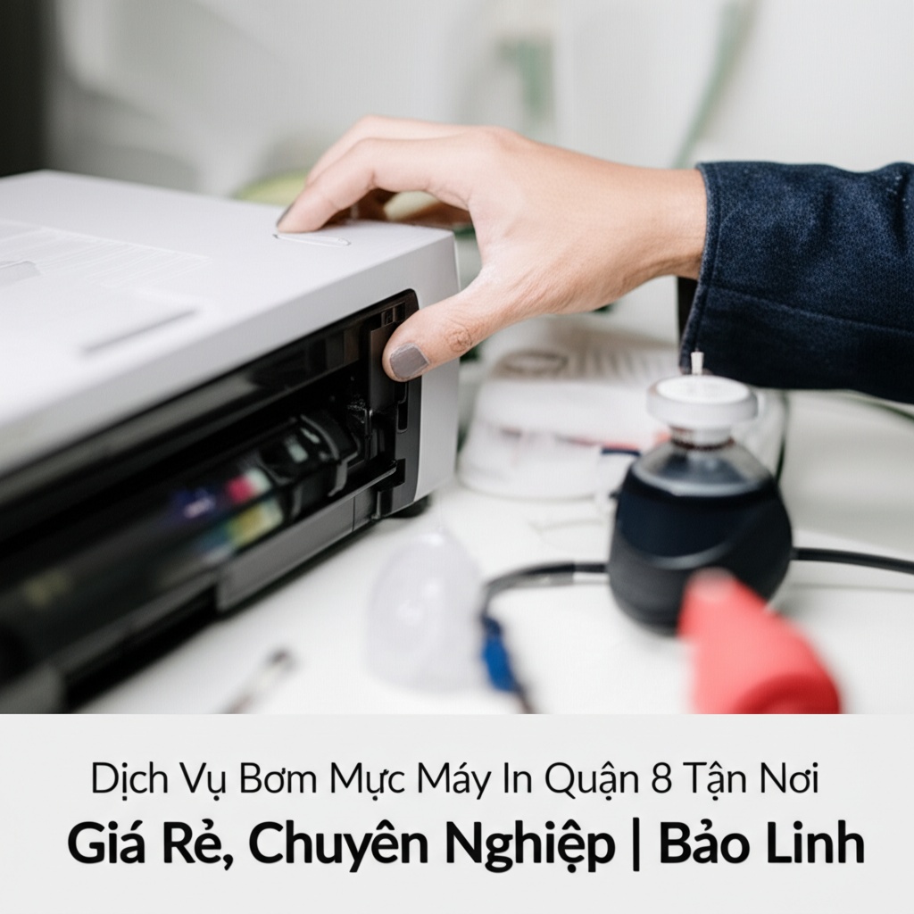 Hình minh họa cho bài viết: Dịch Vụ Bơm Mực Máy In Quận 8 Tận Nơi, Giá Rẻ, Chuyên Nghiệp | Bảo Linh