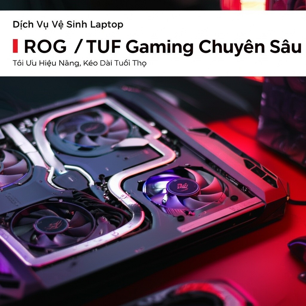 Hình minh họa cho bài viết: Dịch Vụ Vệ Sinh Laptop ROG / TUF Gaming Chuyên Sâu: Tối Ưu Hiệu Năng, Kéo Dài Tuổi Thọ