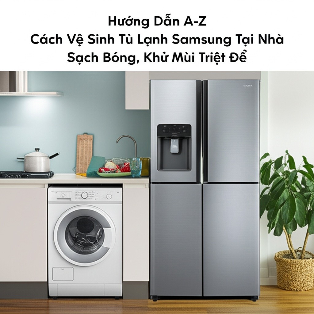 Hình minh họa cho bài viết: Hướng Dẫn A-Z Cách Vệ Sinh Tủ Lạnh Samsung Tại Nhà Sạch Bóng, Khử Mùi Triệt Để