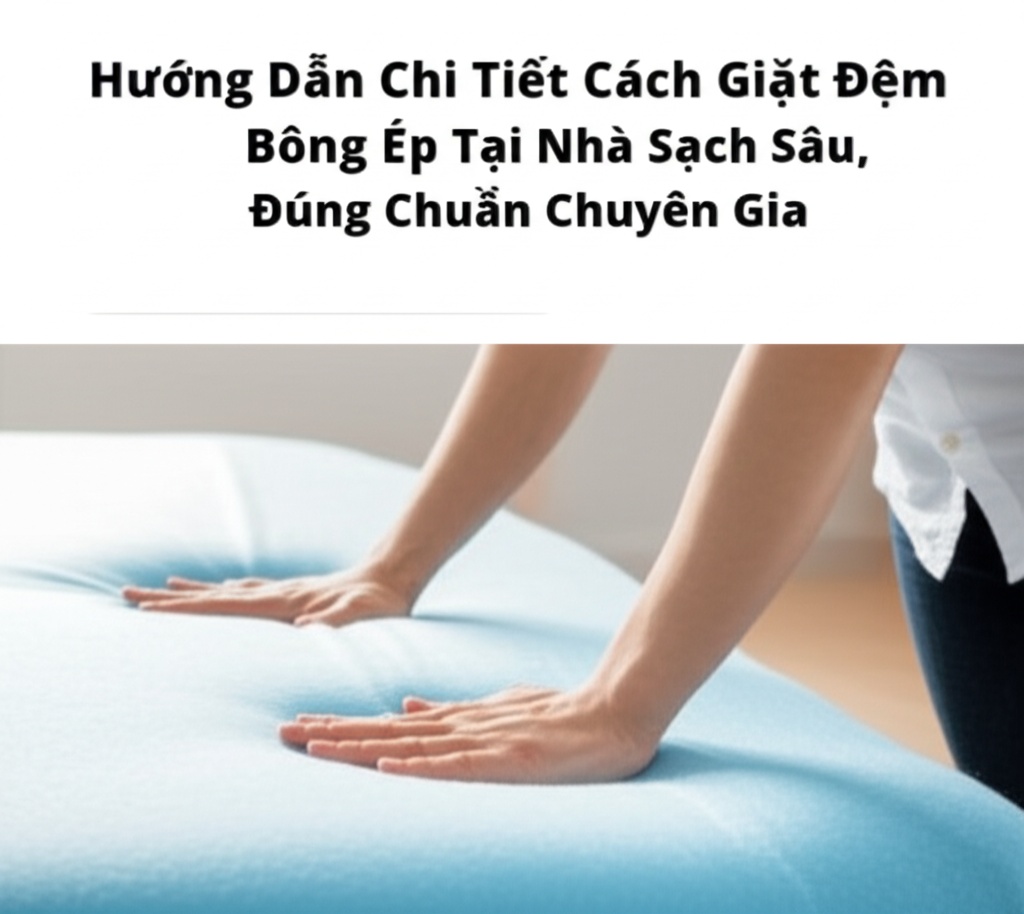 Hình minh họa cho bài viết: Hướng Dẫn Chi Tiết Cách Giặt Đệm Bông Ép Tại Nhà Sạch Sâu, Đúng Chuẩn Chuyên Gia