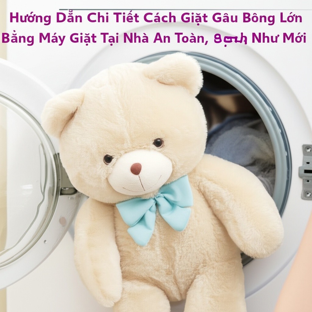 Hình minh họa cho bài viết: Hướng Dẫn Chi Tiết Cách Giặt Gấu Bông Lớn Bằng Máy Giặt Tại Nhà An Toàn, Sạch Như Mới