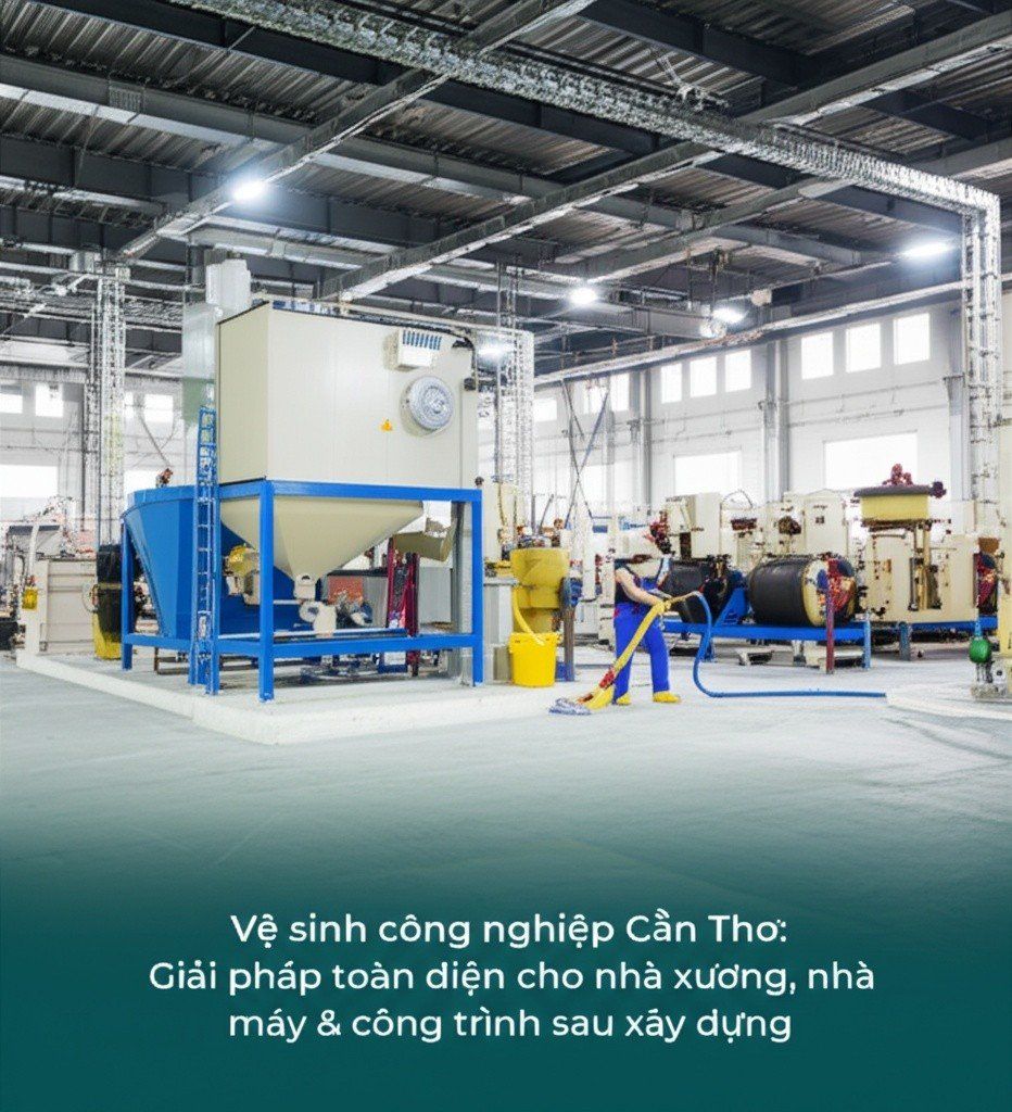 Hình minh họa cho bài viết: Vệ sinh công nghiệp Cần Thơ: Giải pháp toàn diện cho nhà xưởng, nhà máy & công trình sau xây dựng